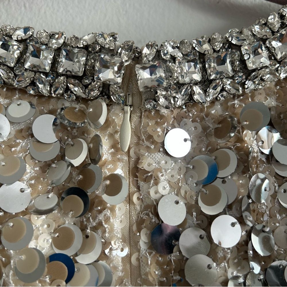 NWT RICHRADIQS Dazzling Sequined Feather Cuff Dress - Picture 7 of 16